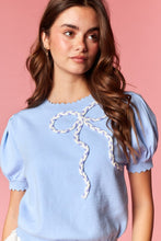 Load image into Gallery viewer, Pretty Little Bow Puff Sleeve Knit Top
