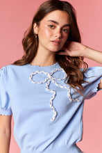Load image into Gallery viewer, Pretty Little Bow Puff Sleeve Knit Top
