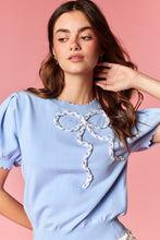 Load image into Gallery viewer, Pretty Little Bow Puff Sleeve Knit Top
