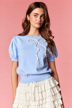 Load image into Gallery viewer, Pretty Little Bow Puff Sleeve Knit Top
