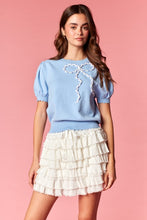 Load image into Gallery viewer, Pretty Little Bow Puff Sleeve Knit Top
