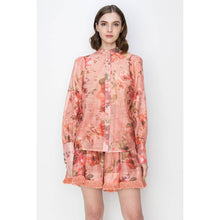 Load image into Gallery viewer, Ruffled Embellished Floral Print Blouse Top
