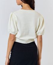 Load image into Gallery viewer, Bow Front Puff Sleeve Sweater Top
