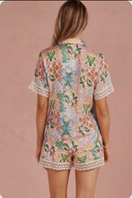 Load image into Gallery viewer, Garden Party Crochet Contrast Trim Satin Top **PREORDER**
