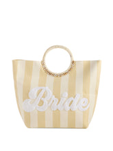 Load image into Gallery viewer, "Bride" Natural Striped Tote Bag
