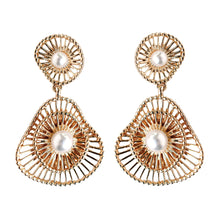 Load image into Gallery viewer, Gold Seaside Pearl Drop Statement Earrings
