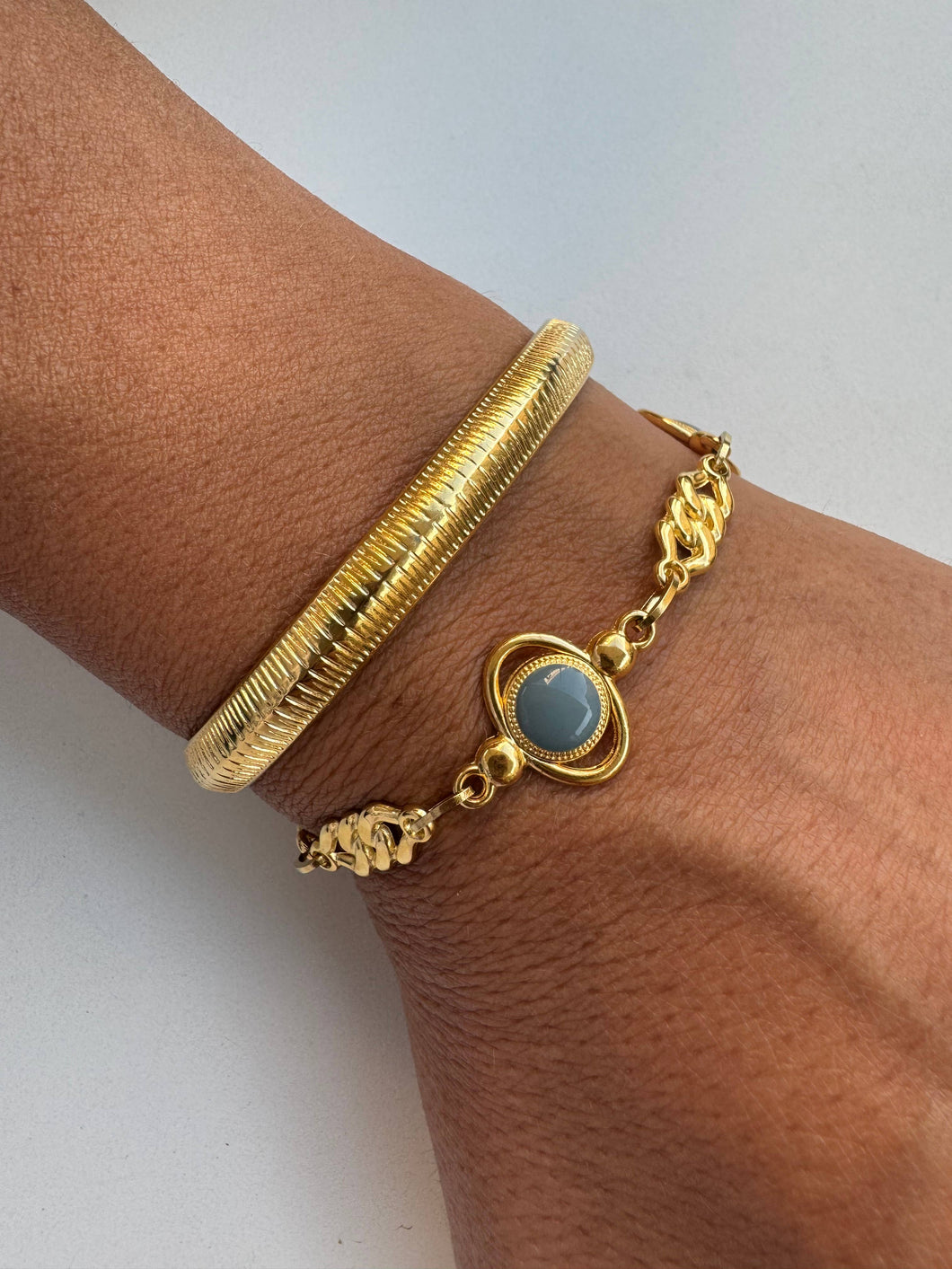 Golden Evil Eye Bangle Bracelet Duo