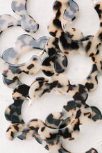 Load image into Gallery viewer, Blonde Tortoise Scalloped Statement Hoop Earrings
