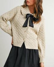 Load image into Gallery viewer, Preppy Chic Bow Collared Cardigan Sweater
