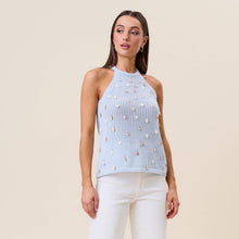 Load image into Gallery viewer, The Capri Shell Embellished Knit Halter Top
