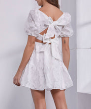 Load image into Gallery viewer, Floral Jacquard Tie Back Tiered Dress
