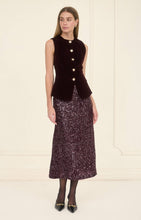 Load image into Gallery viewer, Plum Velvet Gold Button Vest Top
