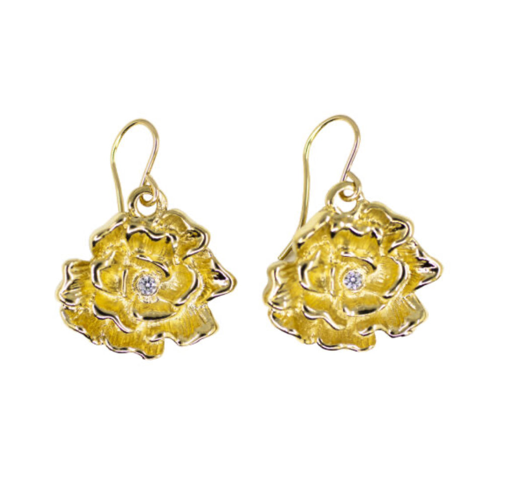 CZ Rose Charm Earrings