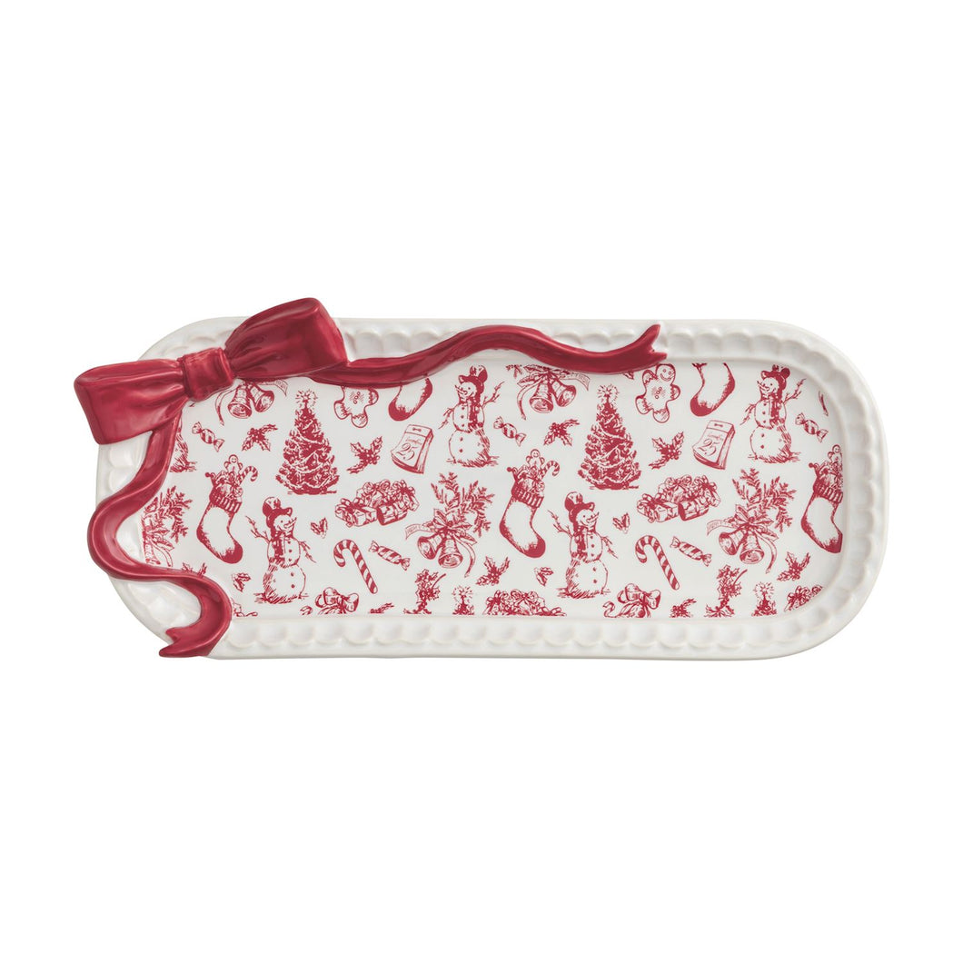 Red Bow Toile Everything Dish