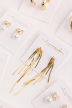 Load image into Gallery viewer, Skinny Gold Tassel Minimalist Statement Earrings

