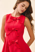 Load image into Gallery viewer, Fit &amp; Flare Front Triple Bow Accent Dress

