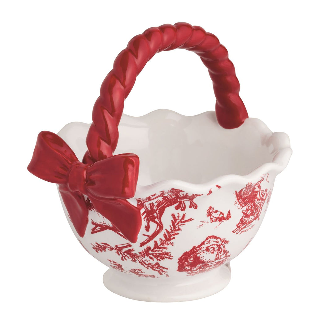 Red Bow Toile Candy Bowl