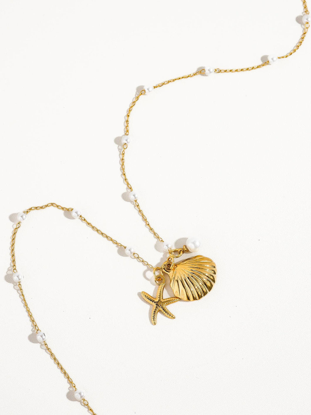 Capella Gold Seashell & Starfish Pearl Necklace