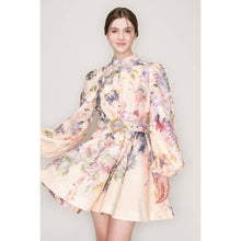 Load image into Gallery viewer, Long Sleeve Floral Belted Waist Dress
