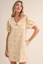 Load image into Gallery viewer, Pretty Little Doll Collar Floral Eyelet Striped Mini Dress
