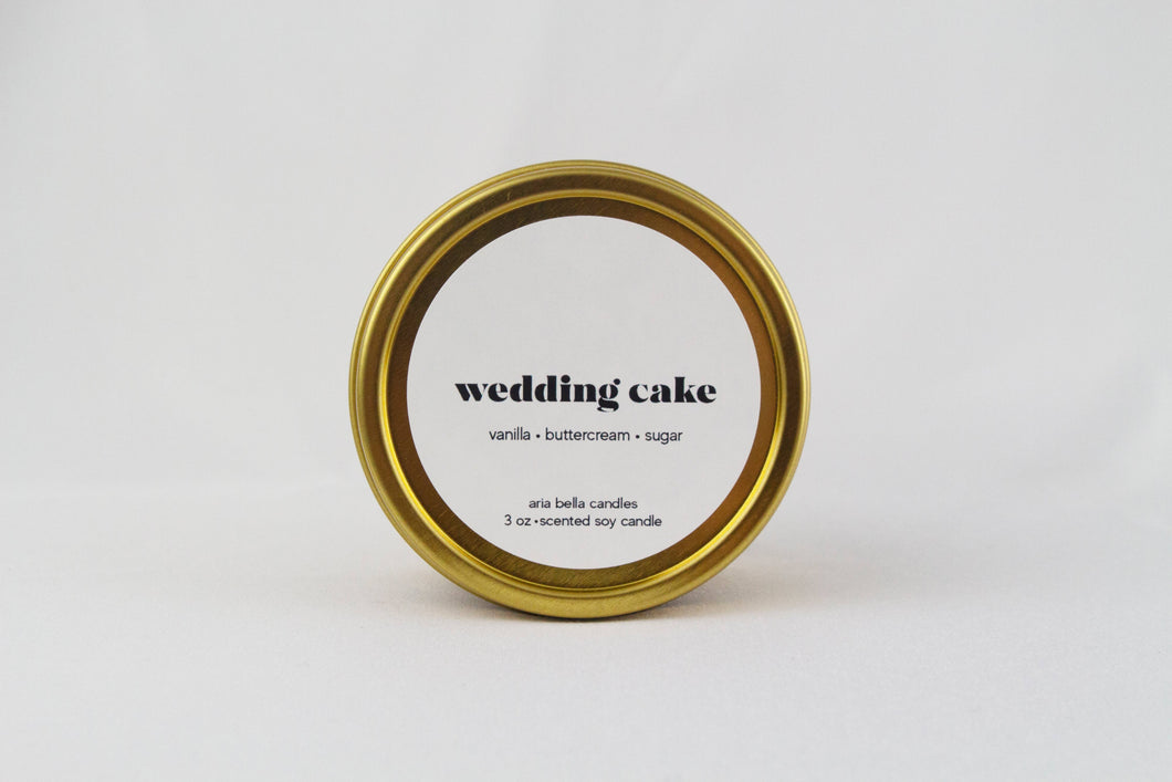 Wedding Cake Gold Candle Tin