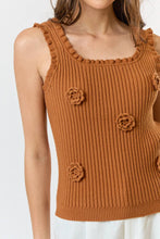 Load image into Gallery viewer, 3D Flower Ruffled Knit Sweater Tank Top
