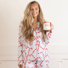 Load image into Gallery viewer, Candy Cane Stripe Flannel PJ Set
