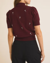 Load image into Gallery viewer, Mock Neck &#39;Martini&#39; Embroidered Knit Top
