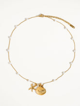 Load image into Gallery viewer, Capella Gold Seashell &amp; Starfish Pearl Necklace
