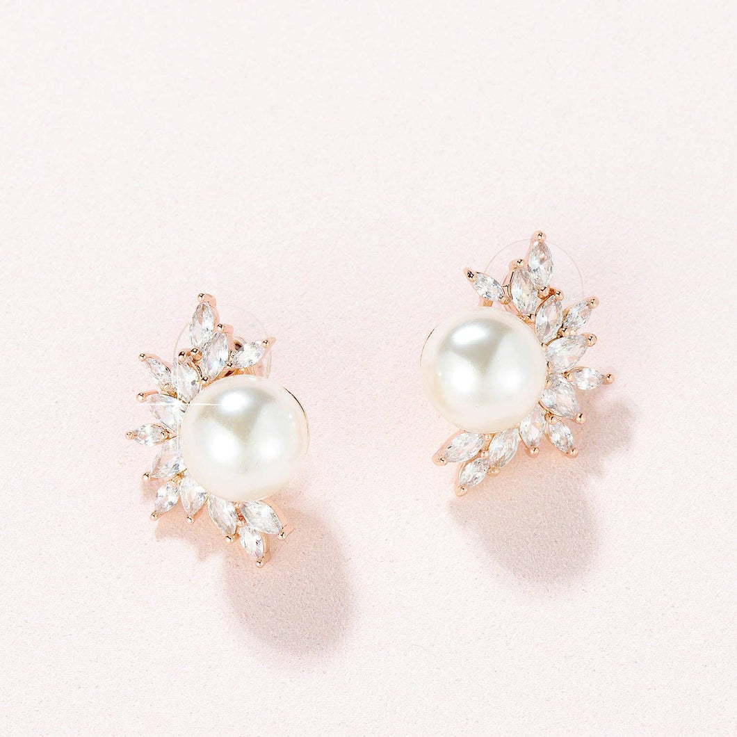 Winter Pearl CZ Earrings