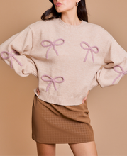 Load image into Gallery viewer, Mauve Bows Oatmeal Pullover Sweater
