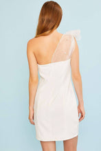 Load image into Gallery viewer, One Shoulder Pearl Tie Bow Mini Dress
