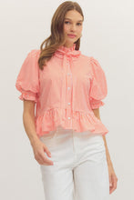 Load image into Gallery viewer, The Bridgehampton Orange Striped Puff Sleeve Top
