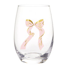 Load image into Gallery viewer, Pink Bow Stemless Wine Glass
