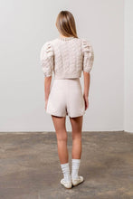 Load image into Gallery viewer, Pearl Collar Puff Sleeve Knit Cardigan
