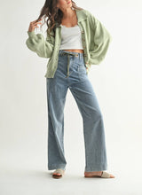 Load image into Gallery viewer, Sage Green Floral Embellished Cardigan Sweater
