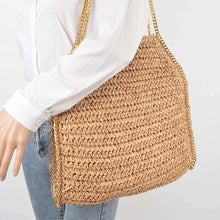 Load image into Gallery viewer, The Cote d&#39;Azur Straw Chain Tote Bag
