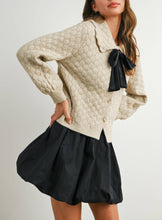 Load image into Gallery viewer, Preppy Chic Bow Collared Cardigan Sweater
