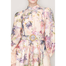 Load image into Gallery viewer, Long Sleeve Floral Belted Waist Dress
