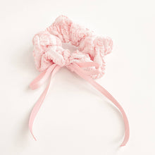 Load image into Gallery viewer, Pink &amp; Cream Ruffle Lace Ribbon Scrunchie
