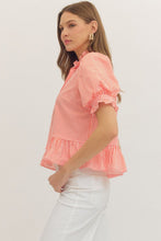 Load image into Gallery viewer, The Bridgehampton Orange Striped Puff Sleeve Top

