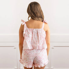 Load image into Gallery viewer, Pink Bow Toile Tie Top Ruffle Sleep Set
