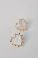 Load image into Gallery viewer, Pink Tortoise Statement Stud Heart Earrings
