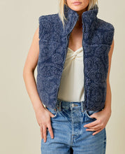 Load image into Gallery viewer, Navy Paisley Sherpa Vest
