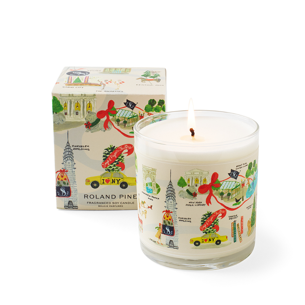Holiday In New York Roland Pine Glass Soy Candle