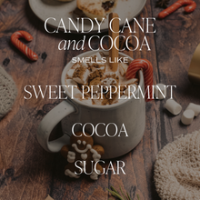 Load image into Gallery viewer, Candy Cane &amp; Cocoa Soy Candle
