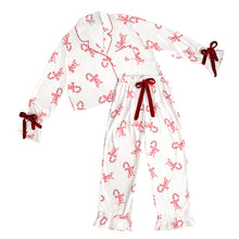 Load image into Gallery viewer, Satin Ruffle Velvet Tie PJ Set *PREORDER*
