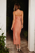 Load image into Gallery viewer, Strapless Satin Plisse Dress
