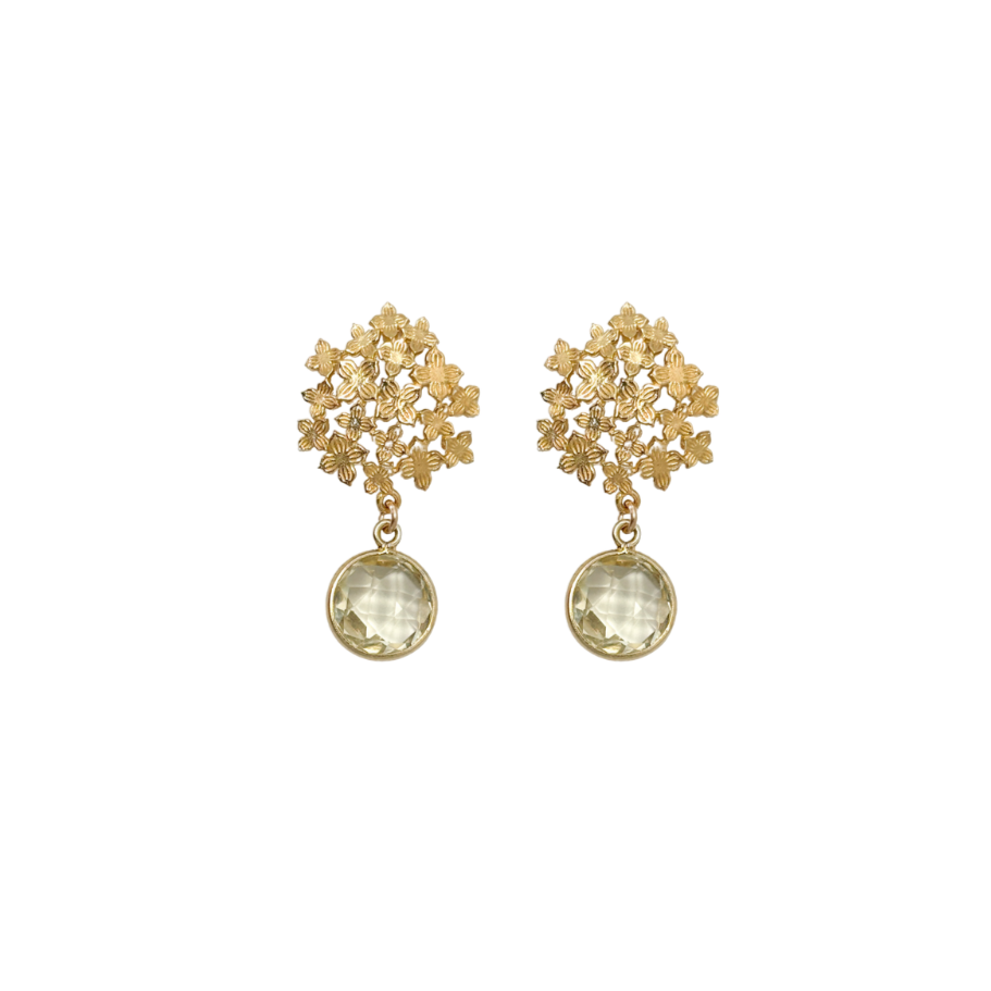 Jardin Hydrangea Gold Lemon Quartz Earrings