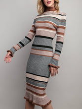 Load image into Gallery viewer, Ribbed Multicolor Midi Sweater Dress
